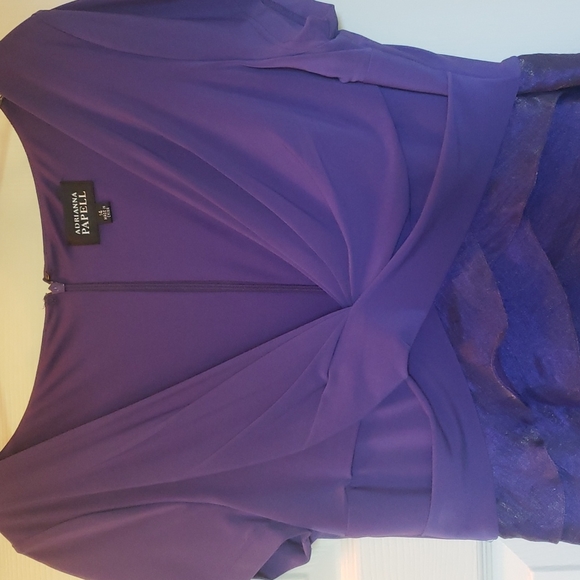 Gorgeous Purple & Iridescent purple Dress. Vneck with flattering ruffles. - Picture 4 of 9